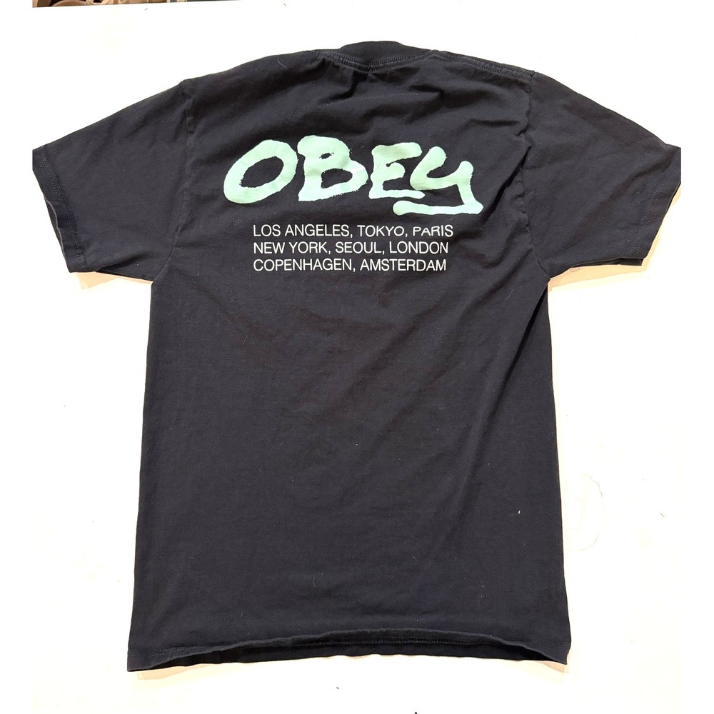 OBEY Graphic T‎ Shirt Mens Black Skater Y2K Streetwear
